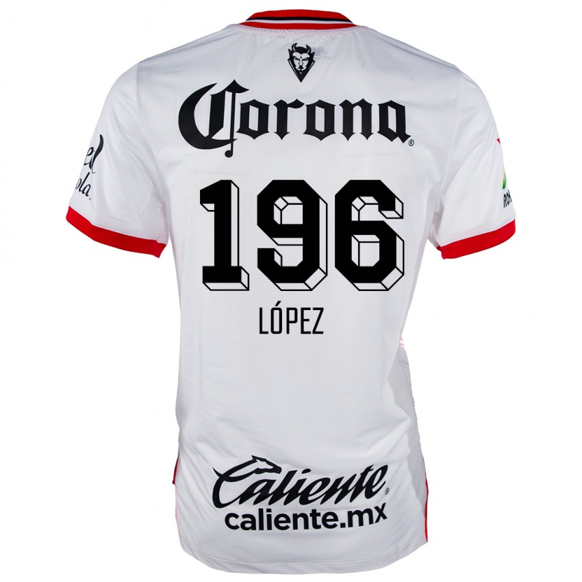 Homem Camisola Ethan López #196 Branco Vermelho Alternativa 2024/25 Camisa