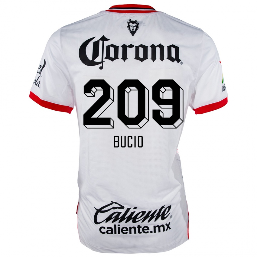 Homem Camisola Sebastián Bucio #209 Branco Vermelho Alternativa 2024/25 Camisa