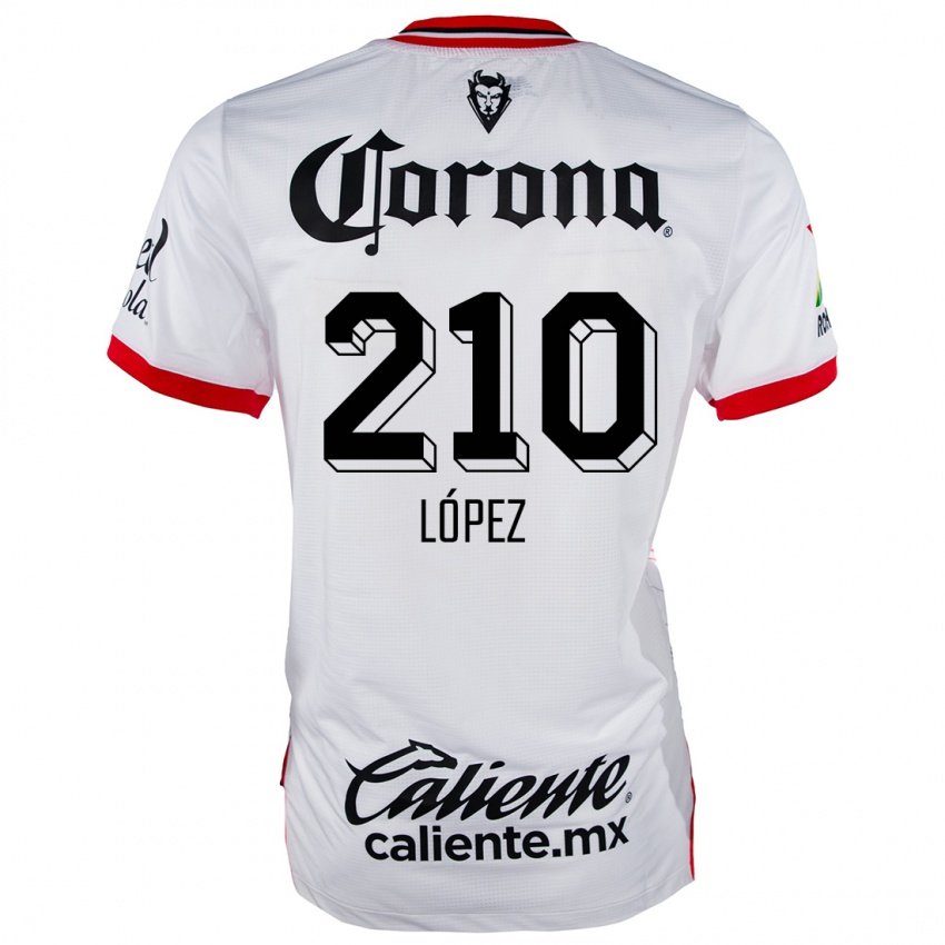 Homem Camisola Juan López #210 Branco Vermelho Alternativa 2024/25 Camisa