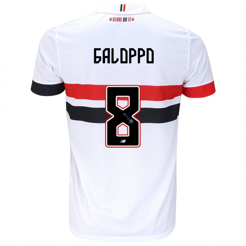 Mulher Camisola Giuliano Galoppo #8 Branco Vermelho Preto Principal 2024/25 Camisa