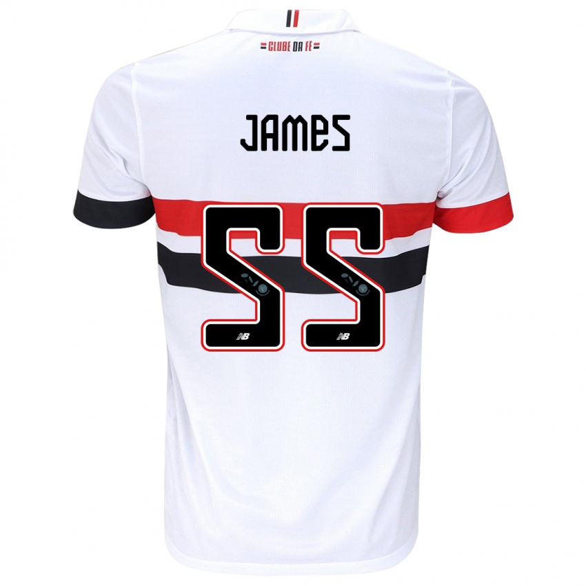 Mulher Camisola James Rodriguez #55 Branco Vermelho Preto Principal 2024/25 Camisa