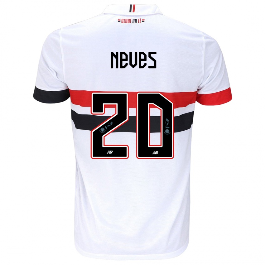 Mulher Camisola Gabriel Neves #20 Branco Vermelho Preto Principal 2024/25 Camisa