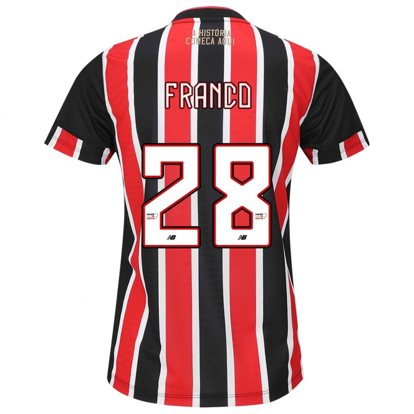 Mulher Camisola Alan Franco #28 Preto Vermelho Branco Alternativa 2024/25 Camisa