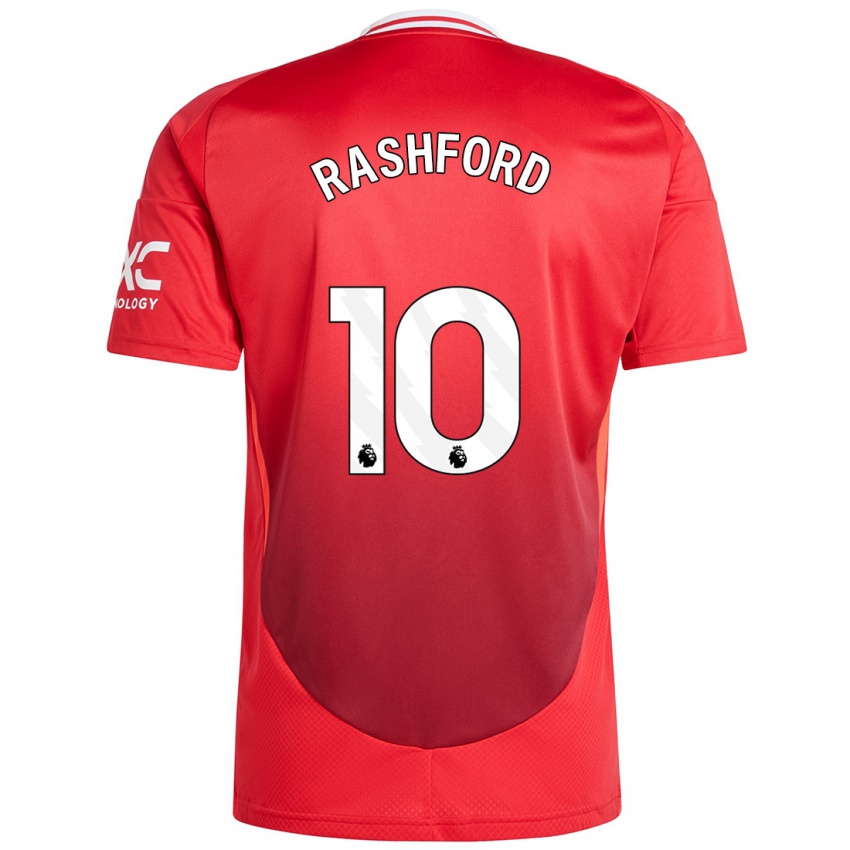 Criança Camisola Marcus Rashford #10 Vermelho Brilhante Principal 2024/25 Camisa