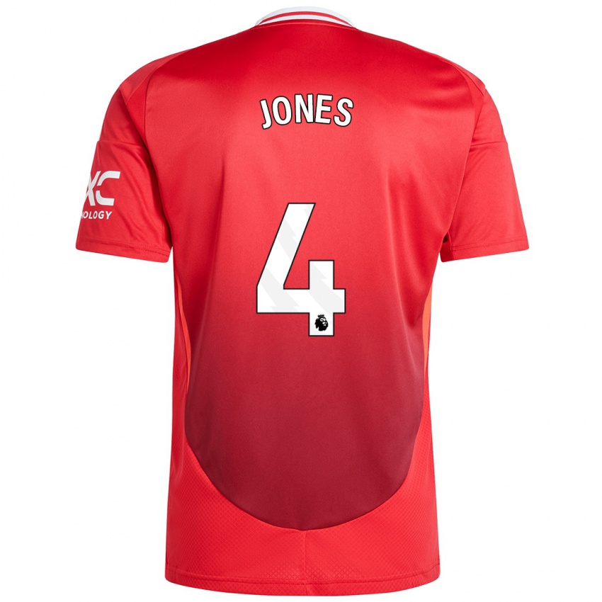 Criança Camisola Phil Jones #4 Vermelho Brilhante Principal 2024/25 Camisa