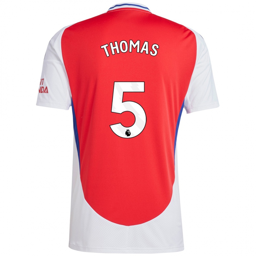 Criança Camisola Thomas Partey #5 Vermelho Branco Principal 2024/25 Camisa