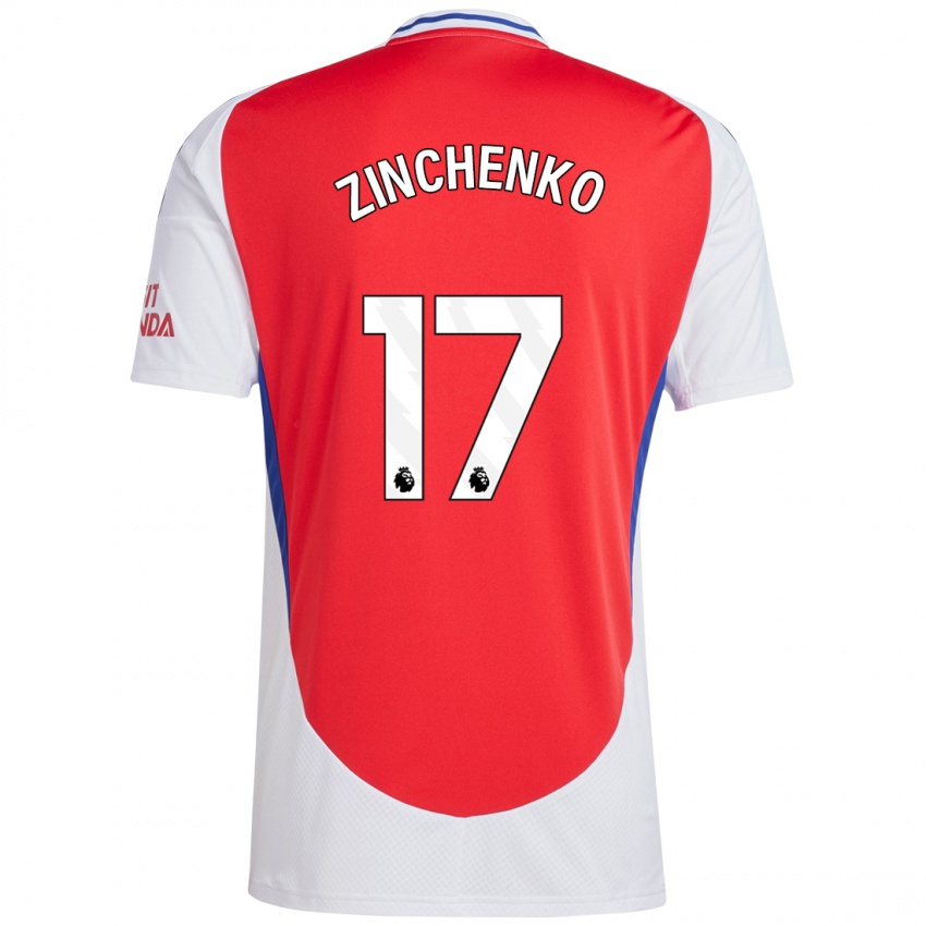 Criança Camisola Oleksandr Zinchenko #17 Vermelho Branco Principal 2024/25 Camisa