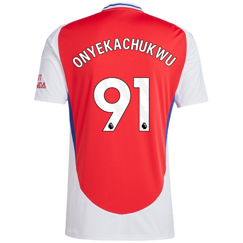 Criança Camisola Samuel Onyekachukwu #91 Vermelho Branco Principal 2024/25 Camisa