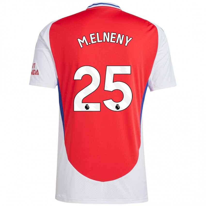 Criança Camisola Mohamed Elneny #25 Vermelho Branco Principal 2024/25 Camisa