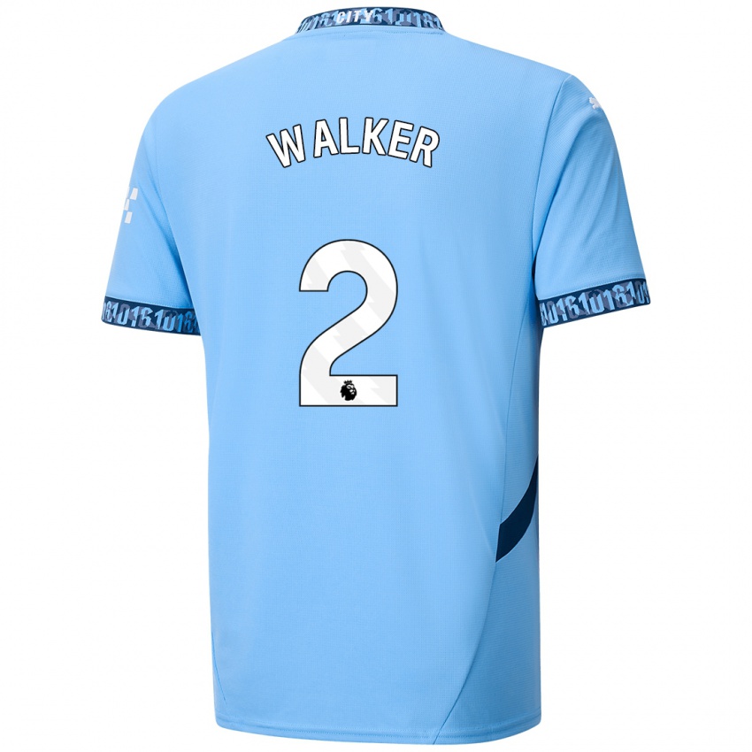 Criança Camisola Kyle Walker #2 Azul Marinho Principal 2024/25 Camisa