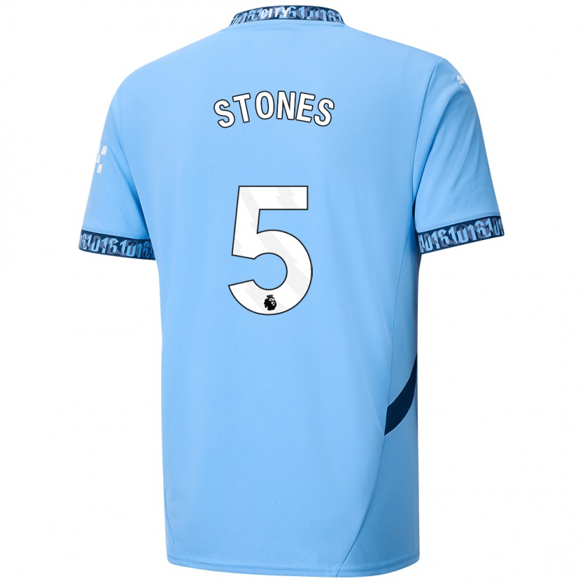 Criança Camisola John Stones #5 Azul Marinho Principal 2024/25 Camisa