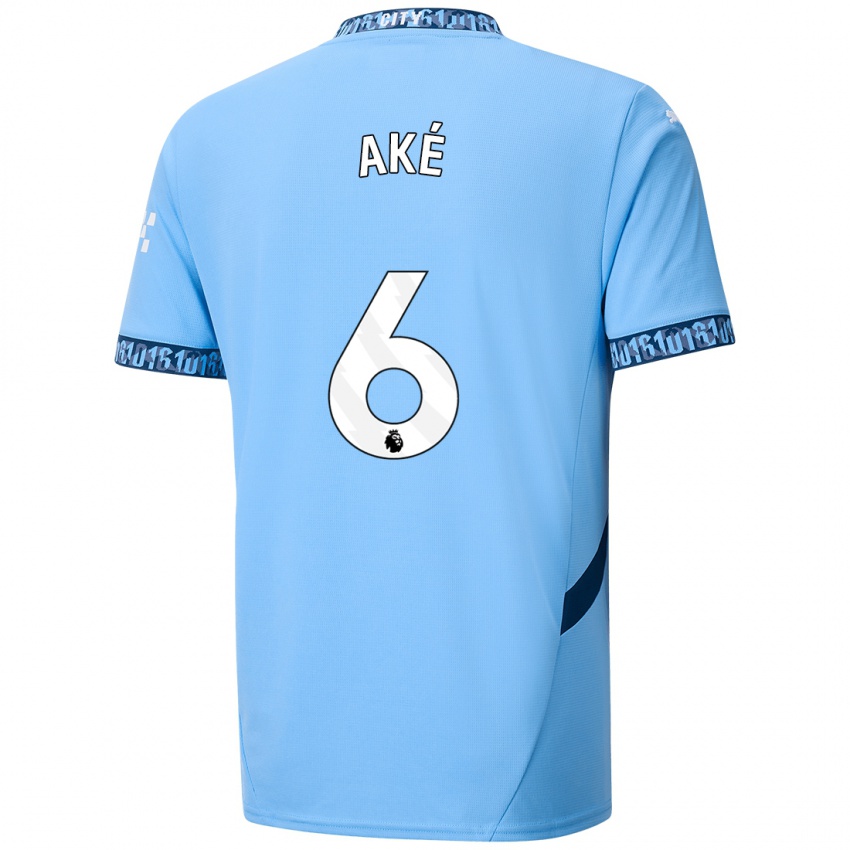 Criança Camisola Nathan Ake #6 Azul Marinho Principal 2024/25 Camisa