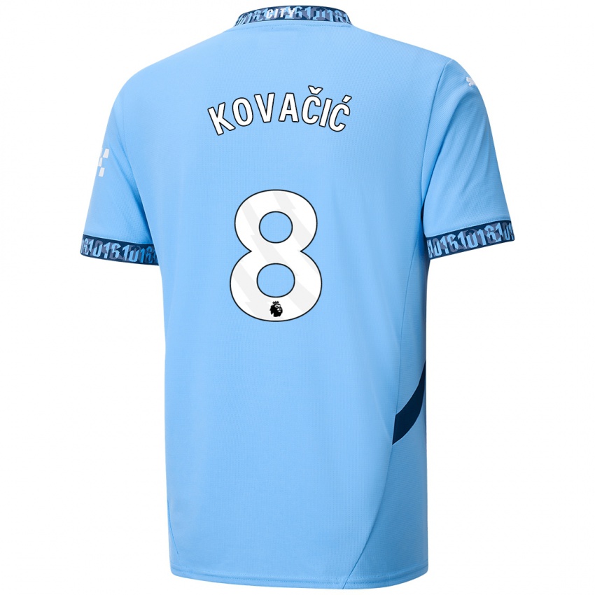 Criança Camisola Mateo Kovacic #8 Azul Marinho Principal 2024/25 Camisa