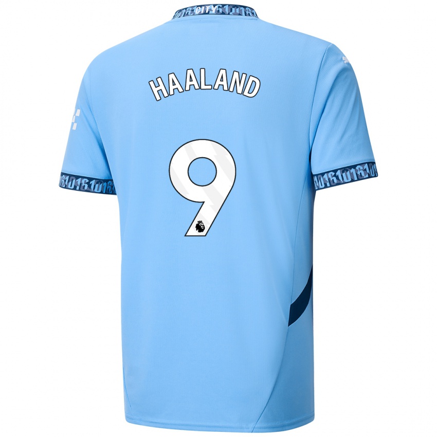 Criança Camisola Erling Haaland #9 Azul Marinho Principal 2024/25 Camisa