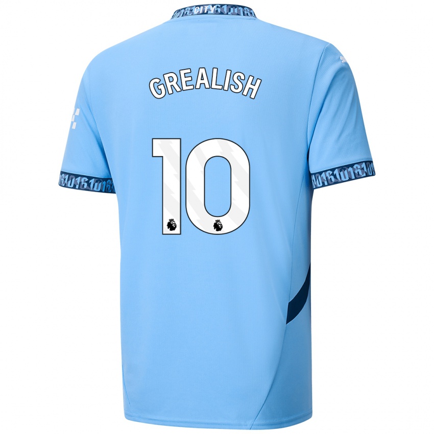 Criança Camisola Jack Grealish #10 Azul Marinho Principal 2024/25 Camisa