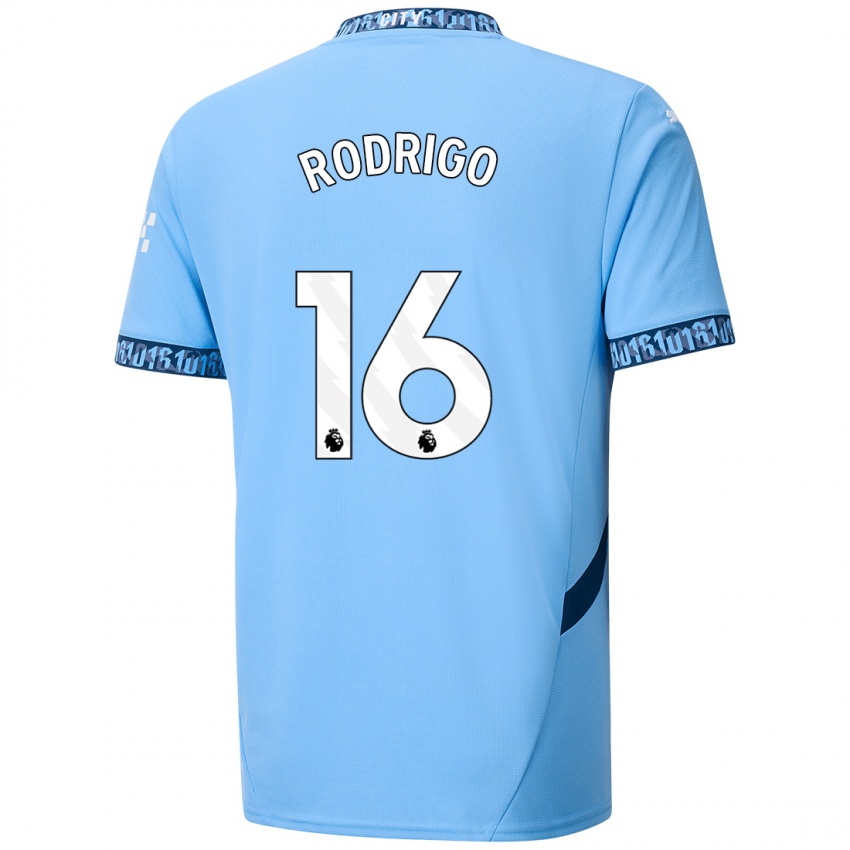 Criança Camisola Rodrigo Hernandez #16 Azul Marinho Principal 2024/25 Camisa