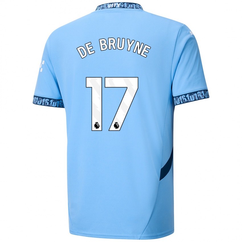 Criança Camisola Kevin De Bruyne #17 Azul Marinho Principal 2024/25 Camisa