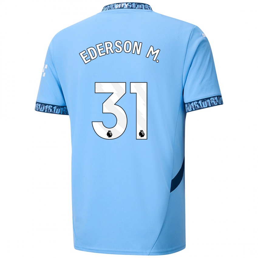 Criança Camisola Ederson Moraes #31 Azul Marinho Principal 2024/25 Camisa