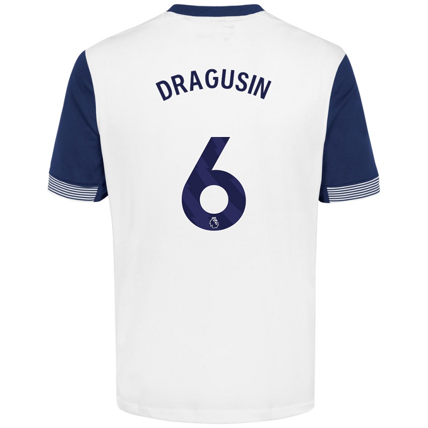 Criança Camisola Radu Drăgușin #6 Azul Branco Principal 2024/25 Camisa