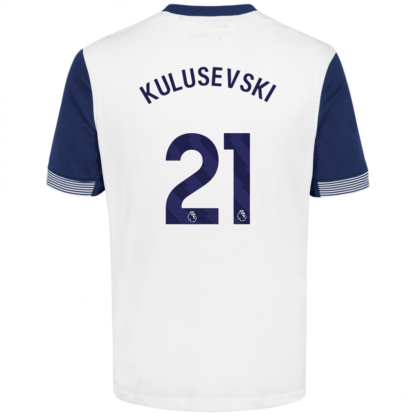 Criança Camisola Dejan Kulusevski #21 Azul Branco Principal 2024/25 Camisa