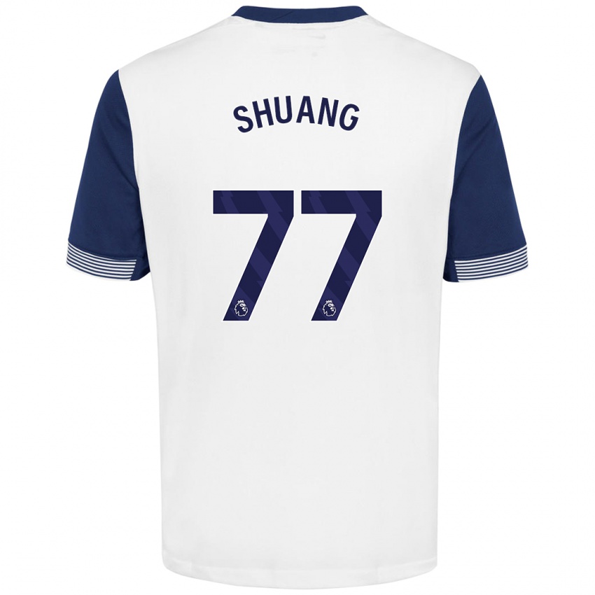 Criança Camisola Wang Shuang #77 Azul Branco Principal 2024/25 Camisa