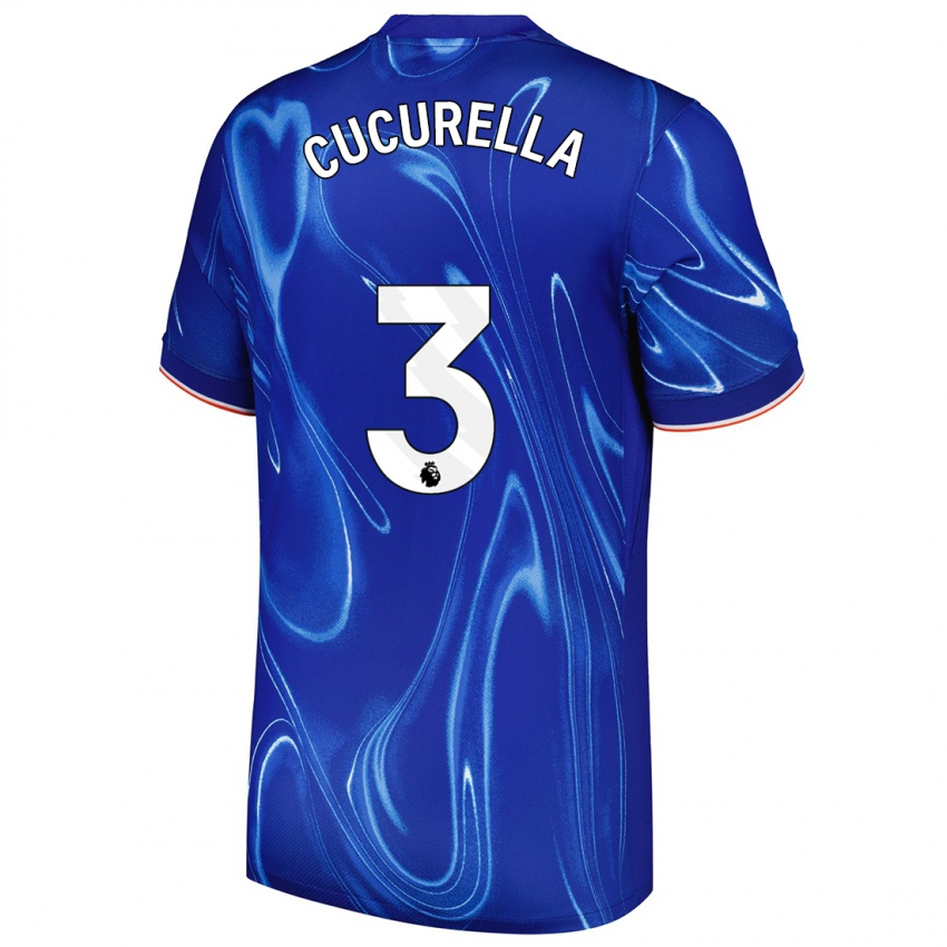 Criança Camisola Marc Cucurella #3 Branco Azul Principal 2024/25 Camisa