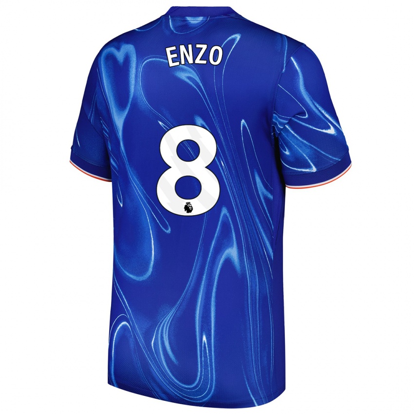 Criança Camisola Enzo Fernández #8 Branco Azul Principal 2024/25 Camisa