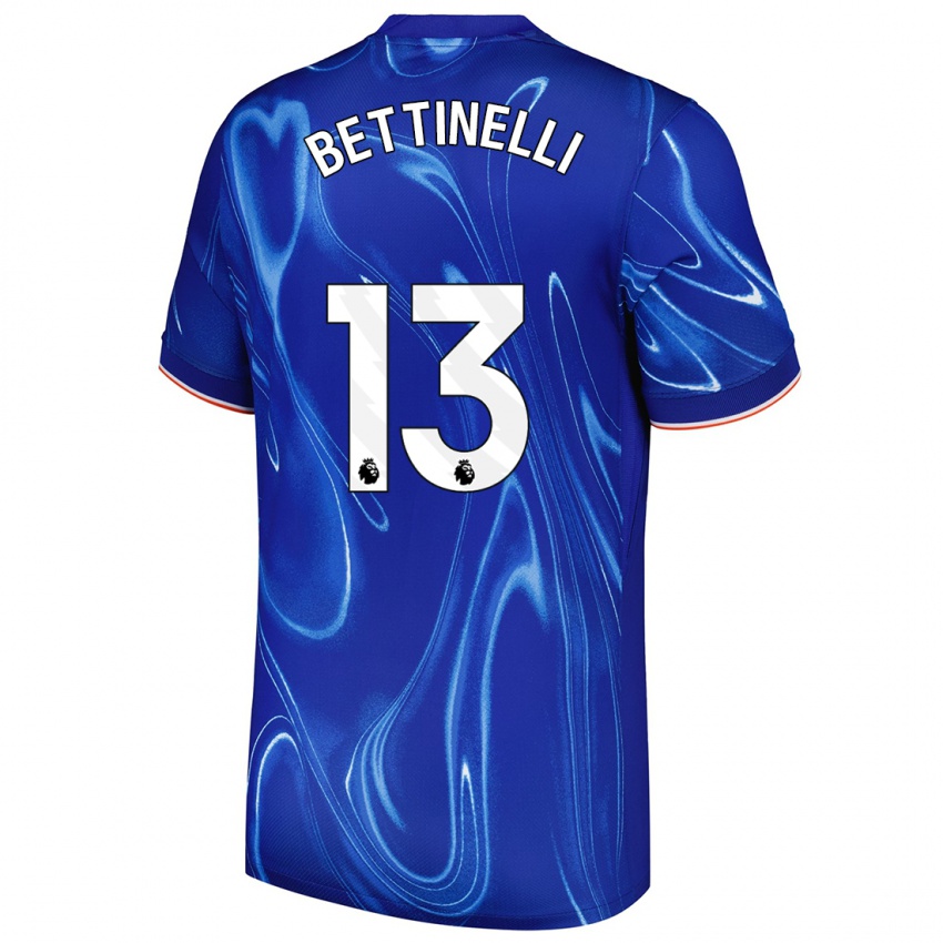 Criança Camisola Marcus Bettinelli #13 Branco Azul Principal 2024/25 Camisa