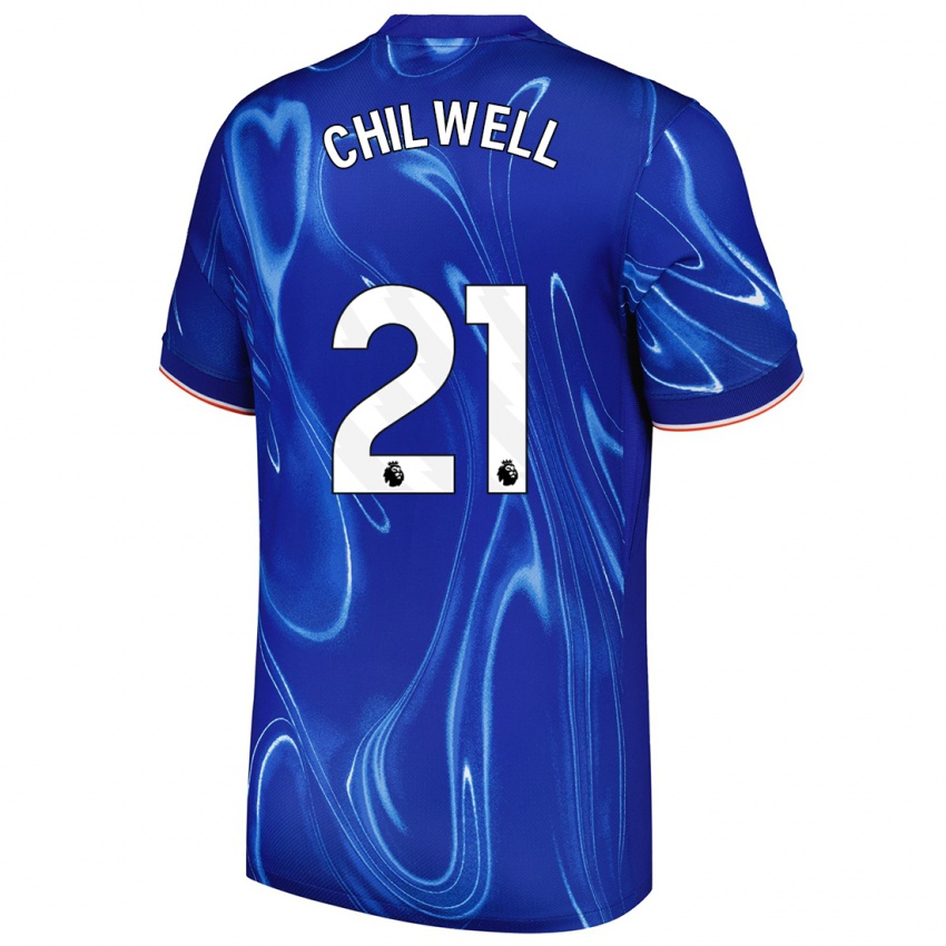 Criança Camisola Ben Chilwell #21 Branco Azul Principal 2024/25 Camisa