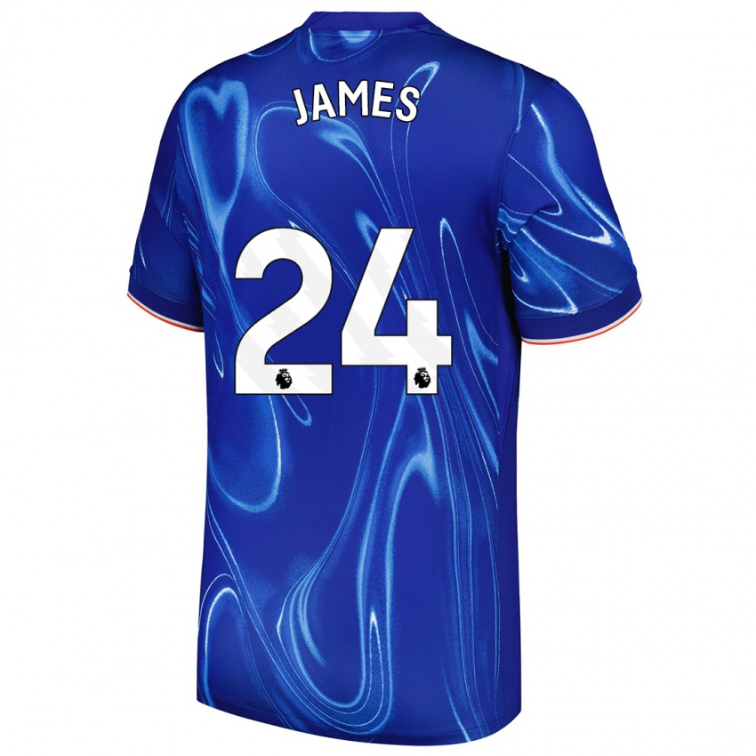 Criança Camisola Reece James #24 Branco Azul Principal 2024/25 Camisa