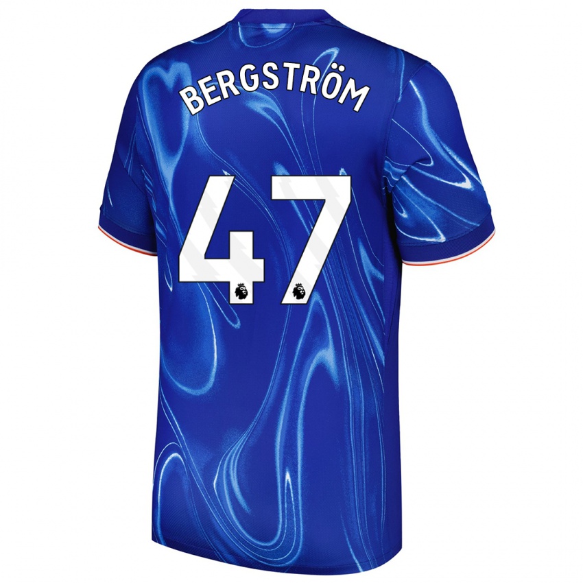 Criança Camisola Lucas Bergström #47 Branco Azul Principal 2024/25 Camisa