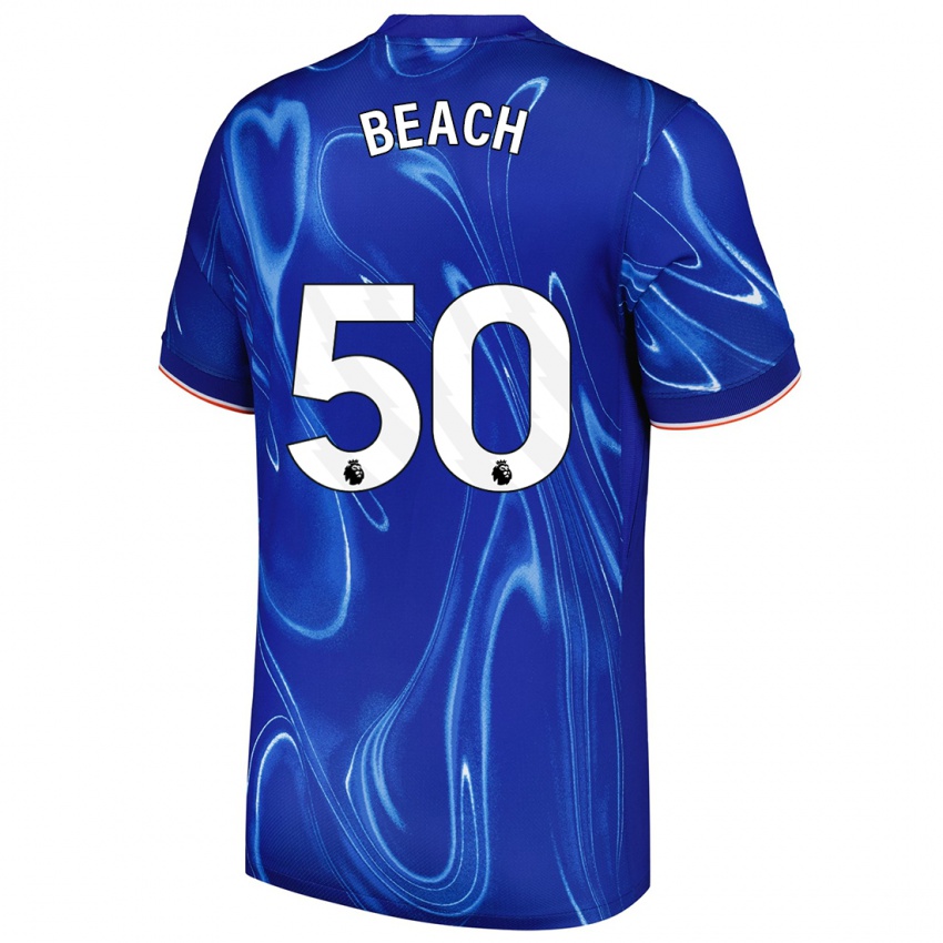 Criança Camisola Eddie Beach #50 Branco Azul Principal 2024/25 Camisa