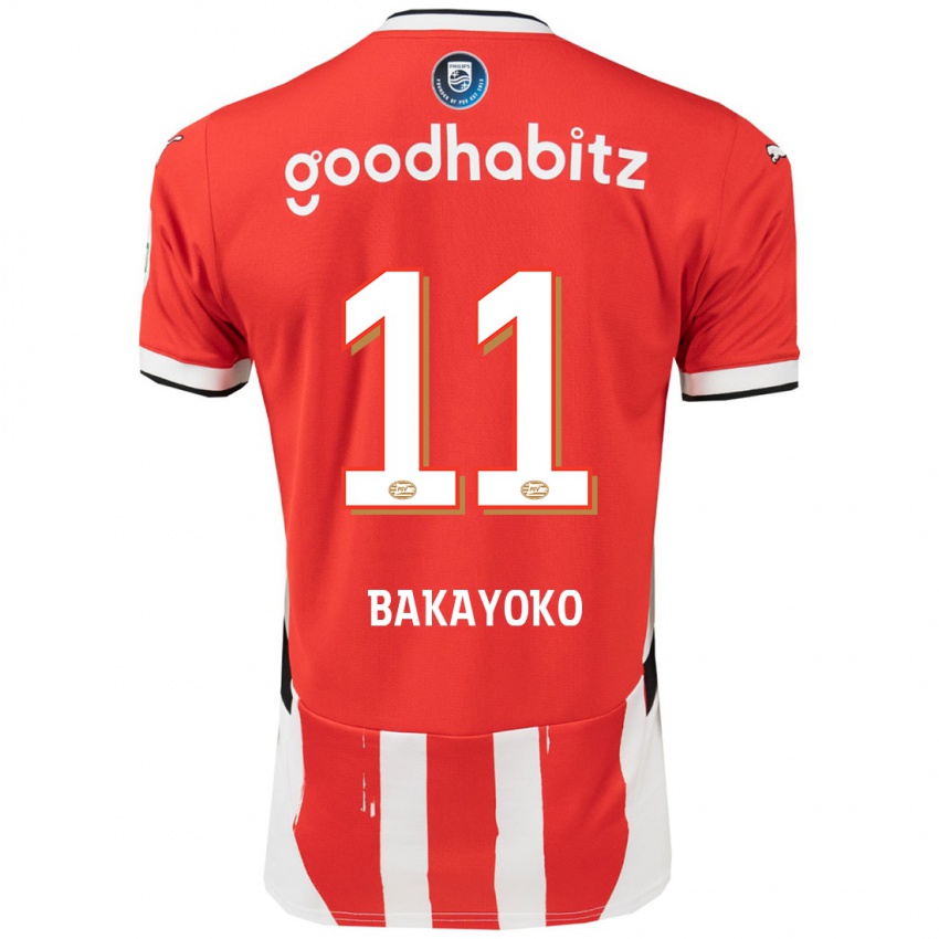 Criança Camisola Johan Bakayoko #11 Branco Vermelho Principal 2024/25 Camisa