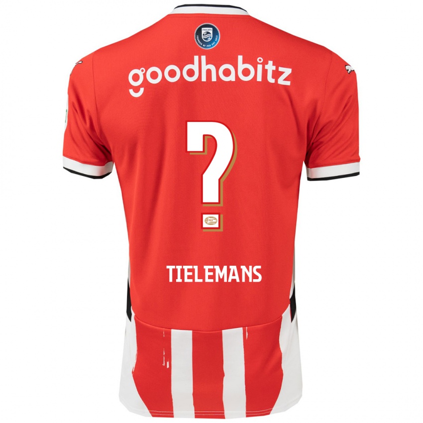 Criança Camisola Mathijs Tielemans #0 Branco Vermelho Principal 2024/25 Camisa