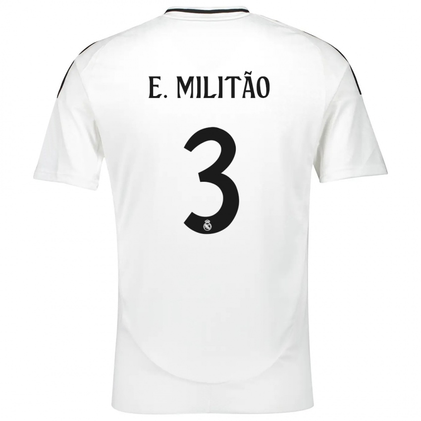 Criança Camisola Éder Militão #3 Branco Principal 2024/25 Camisa