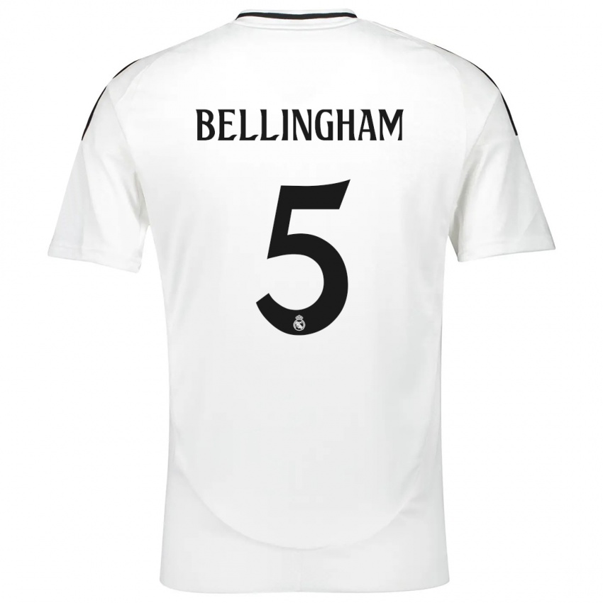 Criança Camisola Jude Bellingham #5 Branco Principal 2024/25 Camisa