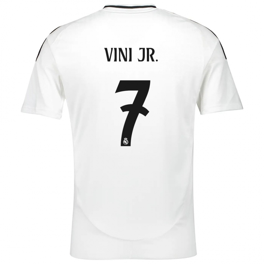 Criança Camisola Vinicius Junior #7 Branco Principal 2024/25 Camisa