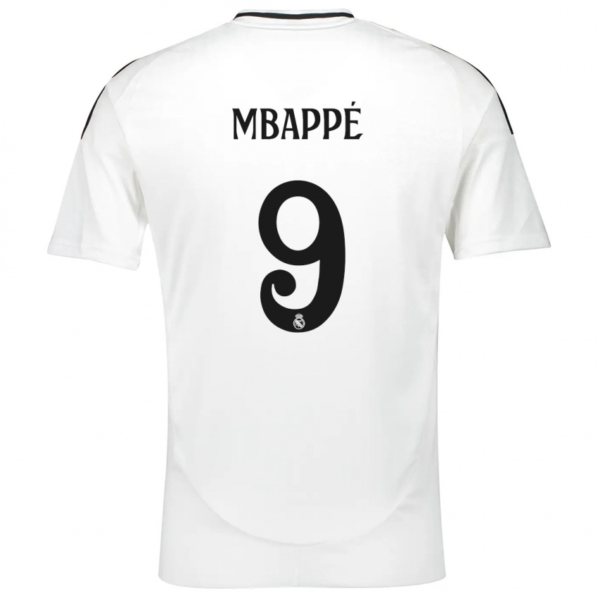 Criança Camisola Kylian Mbappe #9 Branco Principal 2024/25 Camisa