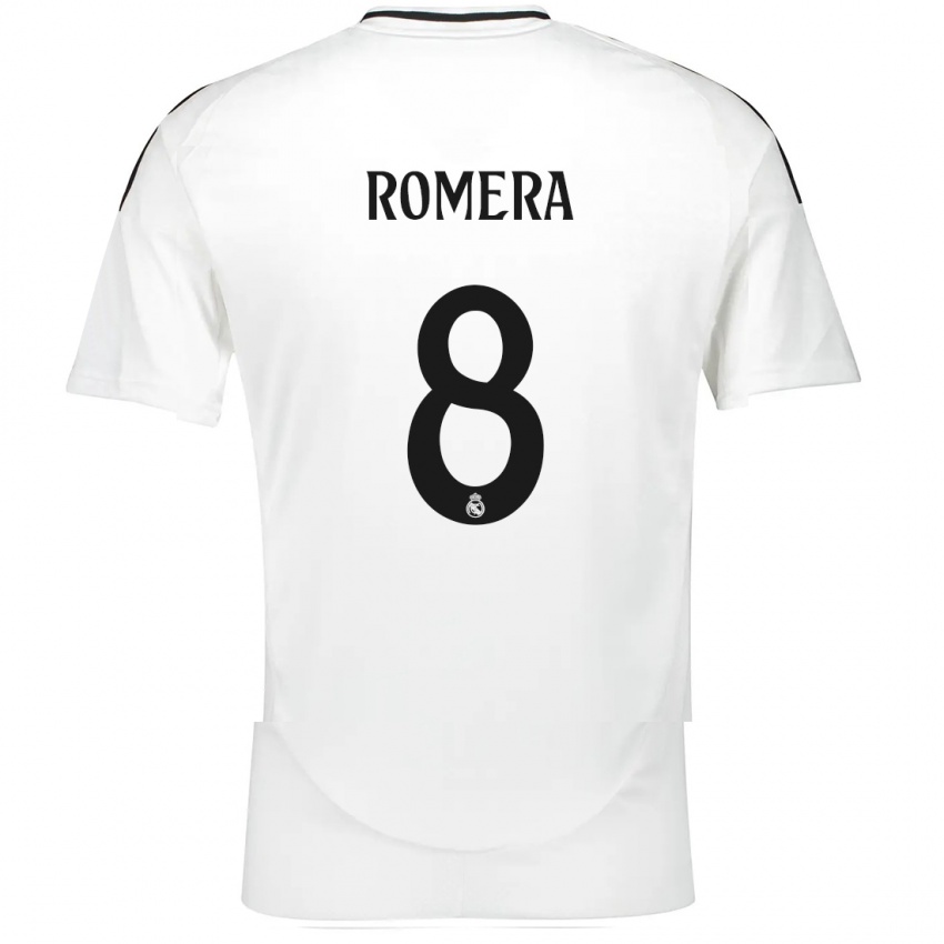 Criança Camisola Miguel Romera #8 Branco Principal 2024/25 Camisa