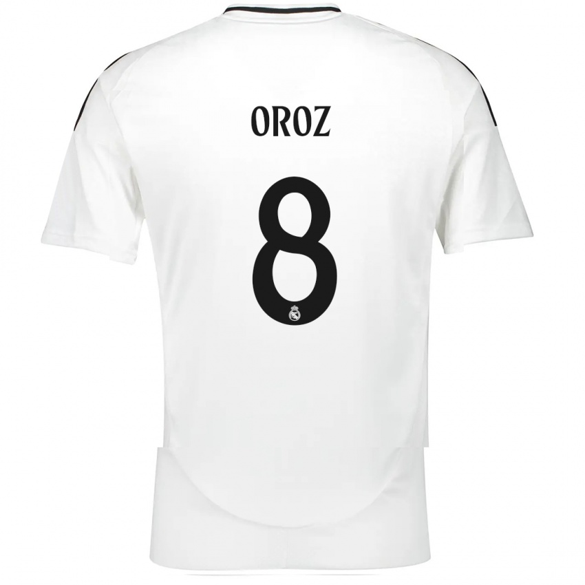 Criança Camisola Maite Oroz #8 Branco Principal 2024/25 Camisa