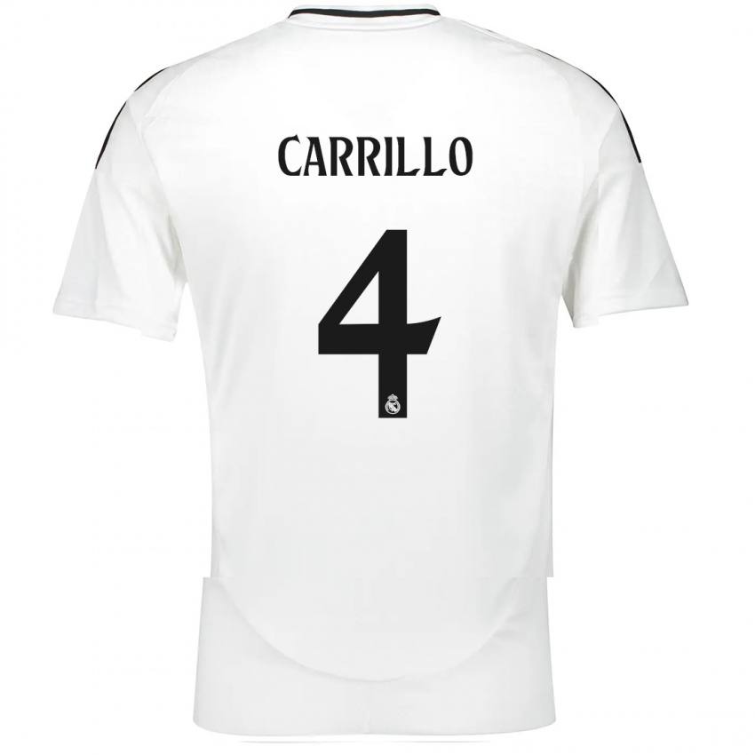 Criança Camisola Alvaro Carrillo #4 Branco Principal 2024/25 Camisa