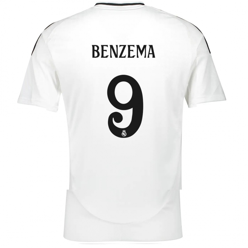 Criança Camisola Karim Benzema #9 Branco Principal 2024/25 Camisa