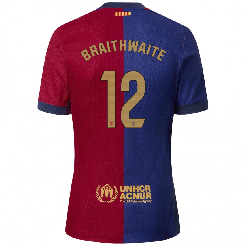 Criança Camisola Martin Braithwaite #12 Azul Vermelho Principal 2024/25 Camisa