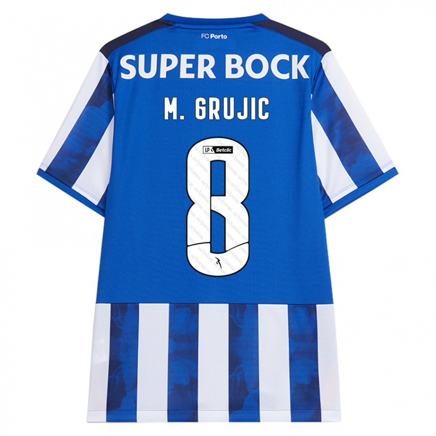 Criança Camisola Marko Grujic #8 Azul Azul Principal 2024/25 Camisa