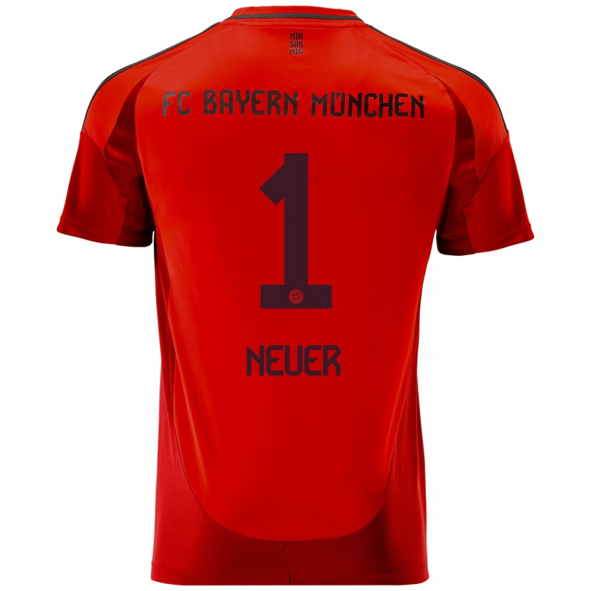 Criança Camisola Manuel Neuer #1 Vermelho Principal 2024/25 Camisa