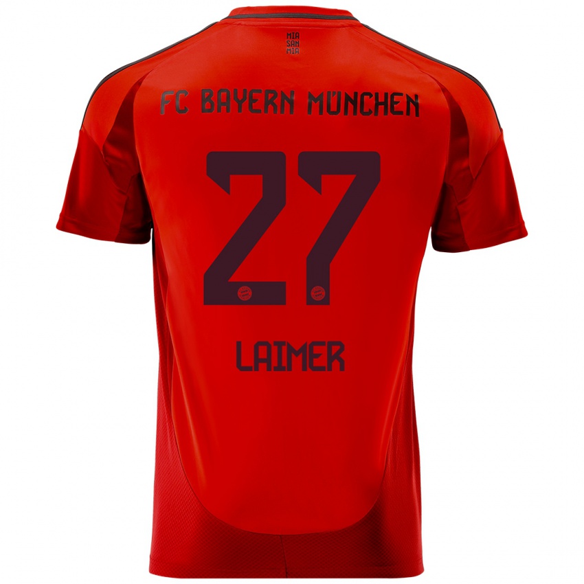 Criança Camisola Konrad Laimer #27 Vermelho Principal 2024/25 Camisa