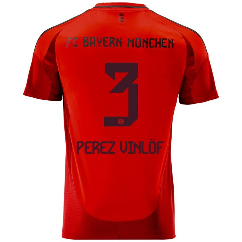 Criança Camisola Matteo Perez Vinlöf #3 Vermelho Principal 2024/25 Camisa