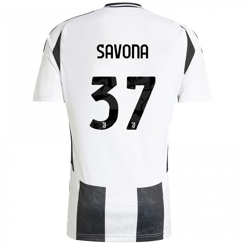 Criança Camisola Nicolo Savona #37 Preto Branco Principal 2024/25 Camisa