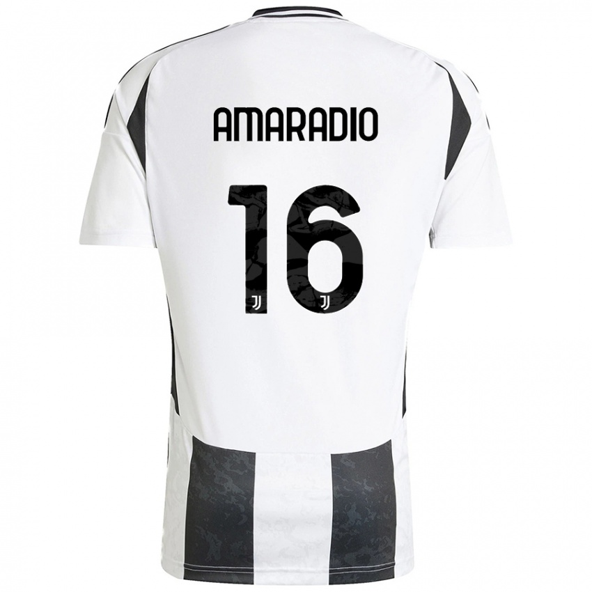 Criança Camisola Luca Amaradio #16 Preto Branco Principal 2024/25 Camisa