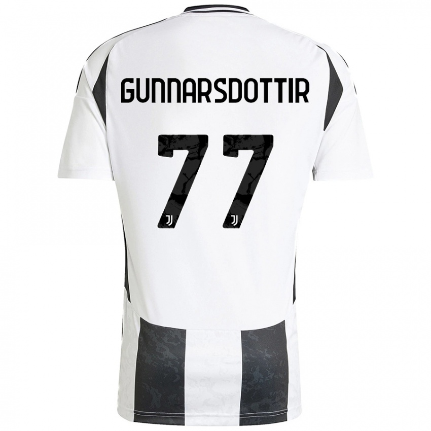 Criança Camisola Sara Bjork Gunnarsdottir #77 Preto Branco Principal 2024/25 Camisa